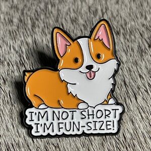 Corgi Fun-Size Enamel Pin - Orange and White